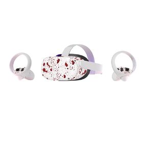 ZOOMHITSKINS Compatible with Oculus Quest 2 Controllers & VR Headset, Quest 2 Accessories, Blood Splatter White Red Splash Horror, Durable 3M Vinyl Sticker, Made in the USA