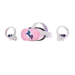 ZOOMHITSKINS Compatible with Oculus Quest 2 Controllers & VR Headset, Quest 2 Accessories, Alicorn Pink Unicorn Fantasy Blue, Durable 3M Vinyl Sticker, Made in the USA