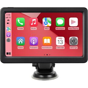 7" HD Wireless Carplay Screen for Car, Touch Screen Portable Car Stereo Compatible with Apple Carplay and Android Auto, with GPS Navigation, Bluetooth, Voice Control, Mirror Link, FM Radio, AUX Input