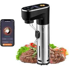 1300W Sous Vide Cooker ، Control WiFi Control ، IPX7 مقاوم للماء ، دائرة غمر هادئة للغاية مع شاشة ووصالات رقمية ، طباخ بطيء الدقة ، طباخ شرائح اللحم ، التدفئة السريعة ، سهلة التخزين