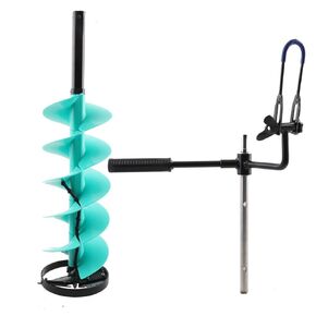 Ice Fishing Auger, 8 Diameter Nylon Ice Auger with Centering Point Blade, 39 Length Ice Auger Bit, Auger Drill with 14 Extension Rod, 2PCS Blades & Blade Guard for Ice Fishing Ice Burrowing