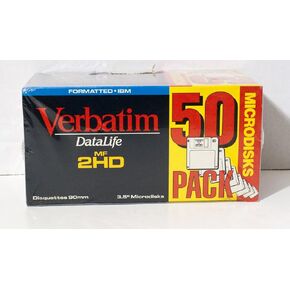 Verbatim 91004 50PK 1.44 MB MF2HD FLOPPY DISKETTES IBM PRE-FMT GREY DATALIFE