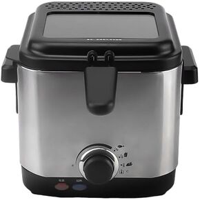 HALF SCALE Electric Immersion Fryer, Removable Fryer Basket, Adjustable Temperature, Lid with Visible Window and Odorless Filter, 1100W 1.6 Qt/1.5L Pink