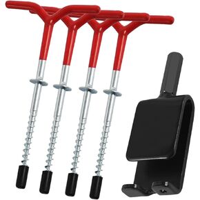 4Pcs Ice Fishing Anchors Ice Shanty Anchors with Power Drill Adapter Portable Threaded Tent Pegs Ice Fishing Shelter Anchor
