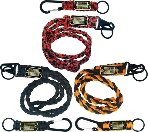 2/4/6Pcs Heavy Duty Paracord Lanyard with USA Flag,Key Lanyard for Keys for Men,Parachute Rope Necklace Keychains in Saudi Arabia