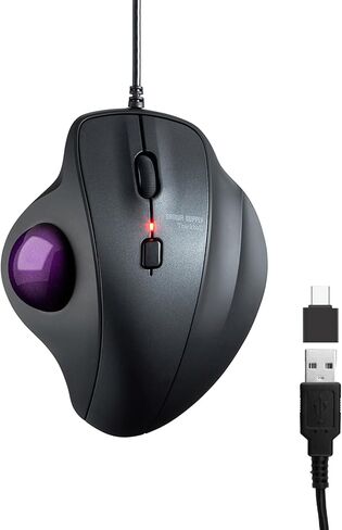 SANWA Wired Ergonomic Trackball Mouse, Optical Vertical Rollerball Mice, Silent Buttons, 34mm Trackball, 600/800/1200/1600 DPI, Compatible with MacBook, Laptop, Computer, Windows, macOS, Purple in Kuwait