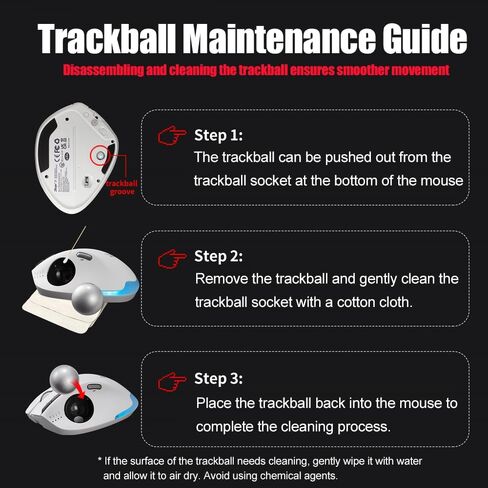 zelotes Trackball Mouse,Rechargeable Wireless Bluetooth Mouse,4800 DPI (5-Level Adjustable), Dual Mode (BT 5.0/3.0 + 2.4G USB Receiver),LED Lighting,Ergonomic Design,for Laptop, PC, Pad (Black) in Saudi Arabia