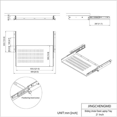 Sliding Under Desk Laptop Mount Shelf with Air Vents, 16" W in Kuwait