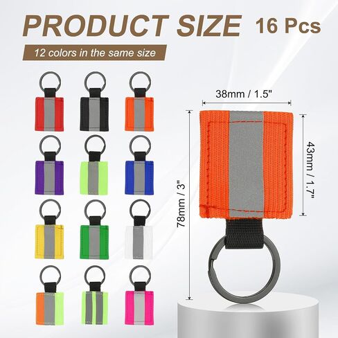PATIKIL 16 Pcs Reflective Keychain, Reflective Strips High Visibility Safety Keychain Tags Lanyards Pendants Bright Zipper Pulls Waterproof for Backpack Running Cycling in Saudi Arabia