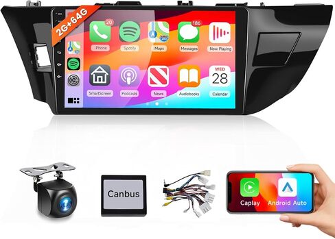 2G+64G لسيارة Toyota Corolla/Levin 2014-2017 Android Car Stereo مع Apple Car Play Wireless Android Auto، podofo 10.1 بوصة تعمل باللمس وراديو السيارة بلوتوث مع نظام تحديد المواقع HiFi WiFi وكاميرا احتياطية MirrorLink in Saudi Arabia