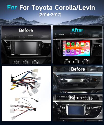 2G+64G لسيارة Toyota Corolla/Levin 2014-2017 Android Car Stereo مع Apple Car Play Wireless Android Auto، podofo 10.1 بوصة تعمل باللمس وراديو السيارة بلوتوث مع نظام تحديد المواقع HiFi WiFi وكاميرا احتياطية MirrorLink in Saudi Arabia