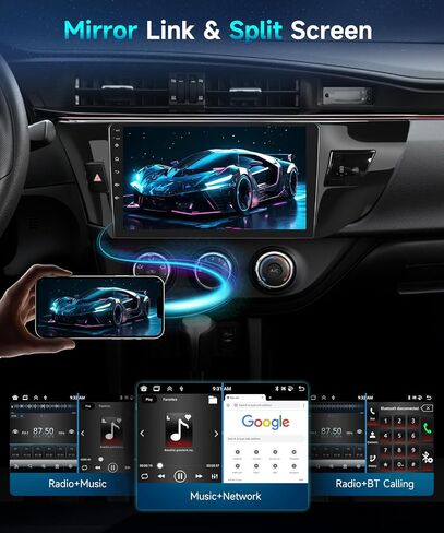 2G+64G لسيارة Toyota Corolla/Levin 2014-2017 Android Car Stereo مع Apple Car Play Wireless Android Auto، podofo 10.1 بوصة تعمل باللمس وراديو السيارة بلوتوث مع نظام تحديد المواقع HiFi WiFi وكاميرا احتياطية MirrorLink in Saudi Arabia