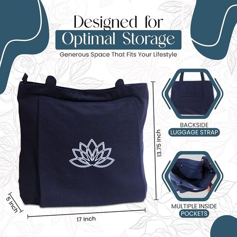 Yoga Mat Bag (17" x 13.75" x 5") - Sturdy Canvas Yoga Mat Carrier Bag For SMALL Or MEDIUM Sized Mats - Your Versatile Tote Yoga Bag with Strap for Travel in Saudi Arabia