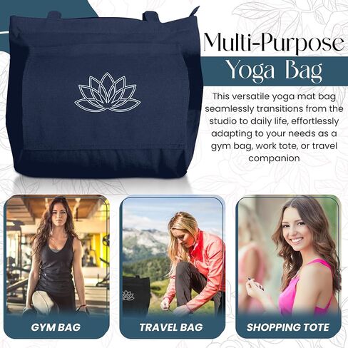Yoga Mat Bag (17" x 13.75" x 5") - Sturdy Canvas Yoga Mat Carrier Bag For SMALL Or MEDIUM Sized Mats - Your Versatile Tote Yoga Bag with Strap for Travel in Saudi Arabia