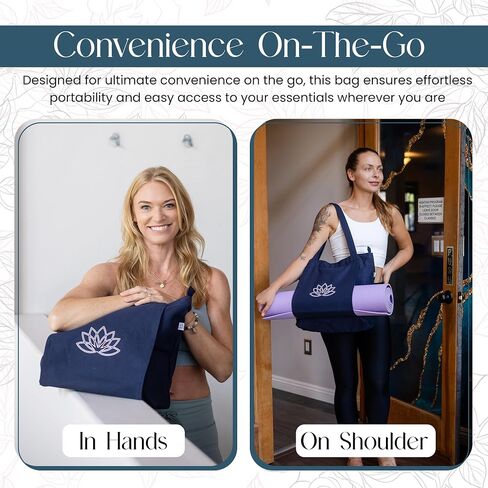 Yoga Mat Bag (17" x 13.75" x 5") - Sturdy Canvas Yoga Mat Carrier Bag For SMALL Or MEDIUM Sized Mats - Your Versatile Tote Yoga Bag with Strap for Travel in Saudi Arabia