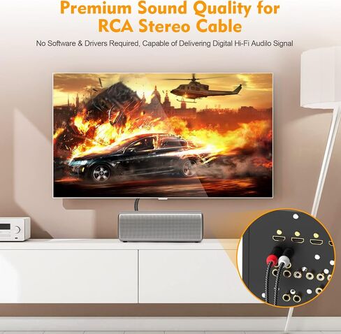 Short RCA Stereo Audio Cable 2 Pack, HOSONGIN 2 RCA Male to 2 RCA Male, High Elasticity PVC Jacket Gold-Plated Plug Double Shielding Cable, 1.6 Feet in Saudi Arabia