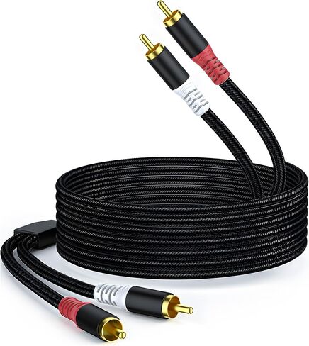Short RCA Stereo Audio Cable 2 Pack, HOSONGIN 2 RCA Male to 2 RCA Male, High Elasticity PVC Jacket Gold-Plated Plug Double Shielding Cable, 1.6 Feet in Saudi Arabia