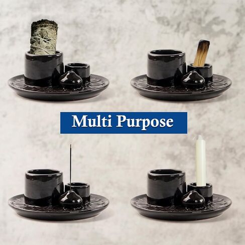 Meltset M Palo Santo Holder, Incense Stick Holder, Sage Holder for Burning, 4 in 1 Ceramic Incense Holder Candle Holder Ash Catcher Smudge Stick Holder for Meditation Yoga Room (White) in Saudi Arabia