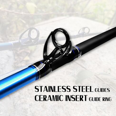 Fiblink 1-Piece/2-Piece Fishing Rod Saltwater Trolling Rod Cat Catfish Rod Conventional Boat Fishing Pole(15-30lb/30-50lb/40-80lb,6-Feet,Medium Heavy in Kuwait