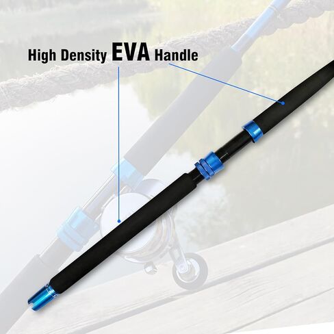Fiblink 1-Piece/2-Piece Fishing Rod Saltwater Trolling Rod Cat Catfish Rod Conventional Boat Fishing Pole(15-30lb/30-50lb/40-80lb,6-Feet,Medium Heavy in Kuwait