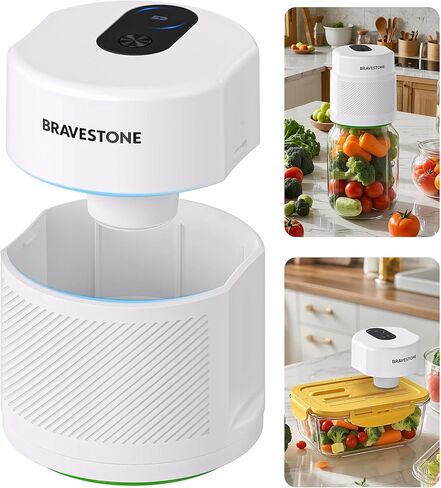 Mason Jar Vacuum Sealer Kit, 3-in-1 Automatic Electric Food Vacuum Sealer Machine for Canning Jars & Zipper Bags, Auto-stop (White) in Saudi Arabia
