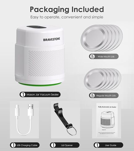 Mason Jar Vacuum Sealer Kit, 3-in-1 Automatic Electric Food Vacuum Sealer Machine for Canning Jars & Zipper Bags, Auto-stop (White) in Saudi Arabia