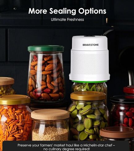 Mason Jar Vacuum Sealer Kit, 3-in-1 Automatic Electric Food Vacuum Sealer Machine for Canning Jars & Zipper Bags, Auto-stop (White) in Saudi Arabia