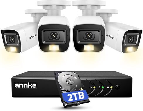 ANNKE 8CH 3K Security Camera System with Audio/Mic, 3K Lite Surveillance AI DVR and 4 x 3K 5MP 2960*1665 CCTV Camera with Dual Light, Human/Vehicle Detection, IP67, Color Night Vision, 2TB Hard Drive in Kuwait