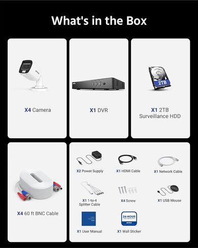 ANNKE 8CH 3K Security Camera System with Audio/Mic, 3K Lite Surveillance AI DVR and 4 x 3K 5MP 2960*1665 CCTV Camera with Dual Light, Human/Vehicle Detection, IP67, Color Night Vision, 2TB Hard Drive in Kuwait