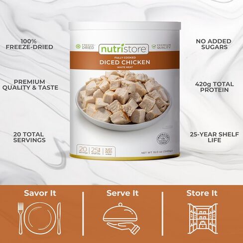 Natristore تجميد الدجاج المجفف ، وتخزين الطعام بالبقاء على قيد الحياة في حالات الطوارئ ، ولحوم عالية الجودة ، مثالية لحقائب الظهر خفيفة الوزن أو وجبات منزلية ، تم تفتيش وزارة الزراعة الأمريكية in Kuwait