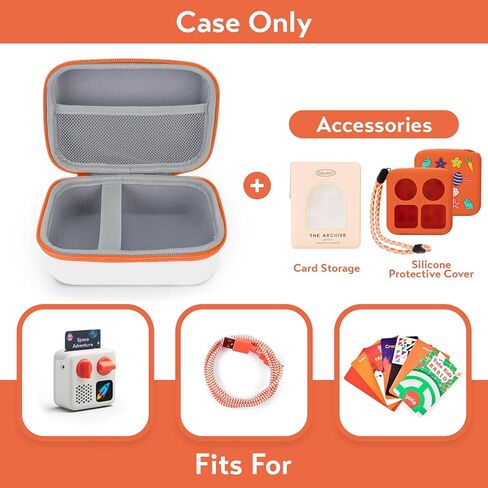 Travel Case Hard Case Replacement for Yoto Mini, Upgraded Model for 2025, Compatible with Many Functions,Holds Mini, Headphones and Up to 50 Audiobook Cards (Orange) in Kuwait