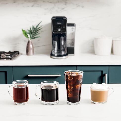 Ninja Dualbrew System Maker 14-Cup Coffee Maker ، خدمة واحدة ، قرون وأراضي ، 4 أنماط من المشروب ، طية مدمجة على بعد 70 أوقية. خزان المياه و Carafe ، Blacvk ، CFP451A in Kuwait