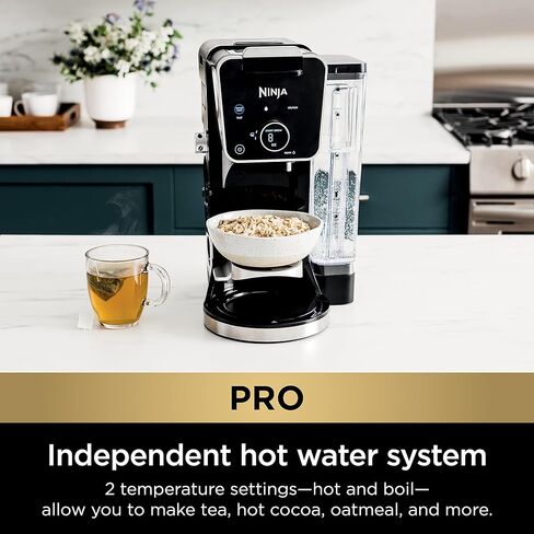 Ninja Dualbrew System Maker 14-Cup Coffee Maker ، خدمة واحدة ، قرون وأراضي ، 4 أنماط من المشروب ، طية مدمجة على بعد 70 أوقية. خزان المياه و Carafe ، Blacvk ، CFP451A in Kuwait