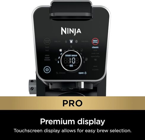 Ninja Dualbrew System Maker 14-Cup Coffee Maker ، خدمة واحدة ، قرون وأراضي ، 4 أنماط من المشروب ، طية مدمجة على بعد 70 أوقية. خزان المياه و Carafe ، Blacvk ، CFP451A in Kuwait