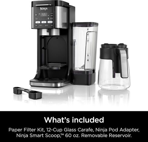Ninja Drip Coffee Maker, DualBrew Pro Hot & Iced, Black, CFP101 | Single Serve to Carafe, Brew with Pods & Grounds, Compatible with K Cups, 3 Brew Styles, 60oz Removable Reservoir in Kuwait