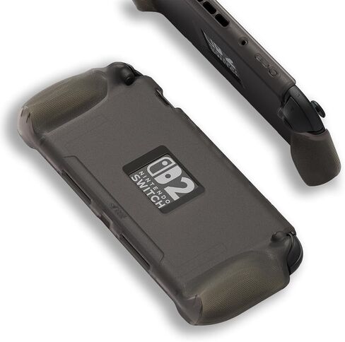 by Skull & Co. StandGrip for Nintendo Switch 2 : A Soft Protective Case with Textured Grips Full Protection and Stand, Shock-Absorption Non-Slip and Anti-Scratch Cover - Smoky Black in Kuwait
