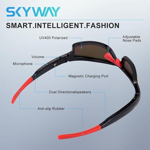 SKYWAY Polarized Sports Sunglasses Smart Bluetooth Wireless Audio UV Protection for Outdoor Sports Glasses Unisex Design in Saudi Arabia