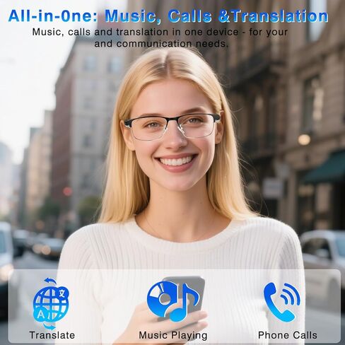 AI Translation نظارات ذكية مع الدردشة GPT و Deepspeek Bluetooth نظارات للرجال نساء مع 164+ لغة ولكنة ، وعدسة لتغيير أكواب الترجمة ، وعروض الأذن مفتوحة في وزن الأذن in Kuwait