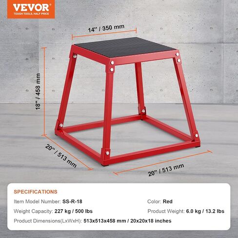 VEVOR Plyometric Jump Boxes, 12/18/24 Inch Plyo Box, Platform and Jumping Agility Box, Anti-Slip Fitness Exercise Step Up Box Set for Home Gym Training, Conditioning Strength Training, Red in Saudi Arabia