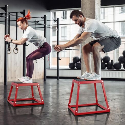 VEVOR Plyometric Jump Boxes, 12/18/24 Inch Plyo Box, Platform and Jumping Agility Box, Anti-Slip Fitness Exercise Step Up Box Set for Home Gym Training, Conditioning Strength Training, Red in Saudi Arabia
