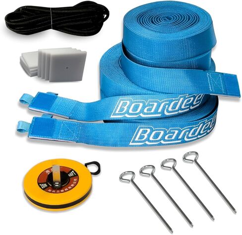 خطوط حدود المحكمة الاحترافية من Boardee للكرة الطائرة الشاطئية + تنس الشاطئ، كرة القدم، كرة الريشة 2 بوصة × خطاف وحلقة قابلة للتعديل (26.3 × 52.6 بوصة) أو (29.5 × 59.05 بوصة) in Kuwait