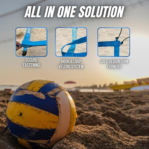 خطوط حدود المحكمة الاحترافية من Boardee للكرة الطائرة الشاطئية + تنس الشاطئ، كرة القدم، كرة الريشة 2 بوصة × خطاف وحلقة قابلة للتعديل (26.3 × 52.6 بوصة) أو (29.5 × 59.05 بوصة) in Kuwait