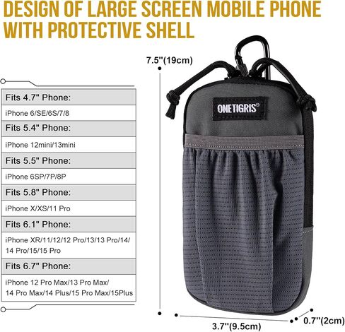 ONETIGRIS Backpack Strap Pouch, Phone Belt Holder Molle Phone Holster | Phone Pouch for Backpack&Belt, for iPhone 17 Pro Max/Air/17/16/15/14 /13/12/11/X/XR/XS/8 Plus/7/6, for Galaxy S25 Ultra/s25 in Kuwait