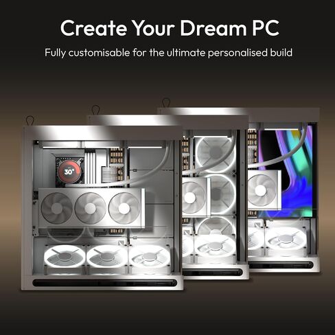Havn HS 420 VGPU Dual-Chamber Mid Tower ATX PC Case Black | PCIE 5.0 مجموعة GPU العمودية ، فتحات المروحة 11x 140mm ودعم المبرد 420 مم ، وإدارة الكابلات البسيطة ، والزجاج المقسى ، ومركز المروحة PWM in Saudi Arabia