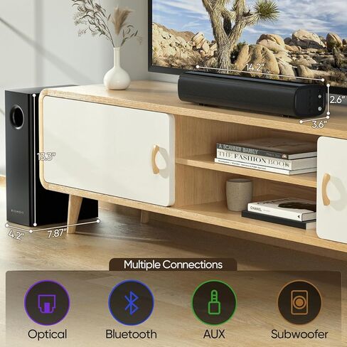 شريط الصوت للتلفزيون الذكي ، و Bass Boost و Crisp Congals ، و Bluetooth Soundbar للتلفزيون/الكمبيوتر/الألعاب/أجهزة العرض ، و Optical/Aux/Wall Mount ، 17 بوصة in Kuwait