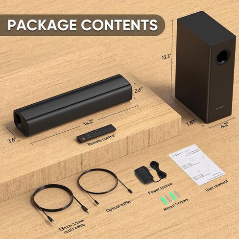 شريط الصوت للتلفزيون الذكي ، و Bass Boost و Crisp Congals ، و Bluetooth Soundbar للتلفزيون/الكمبيوتر/الألعاب/أجهزة العرض ، و Optical/Aux/Wall Mount ، 17 بوصة in Kuwait