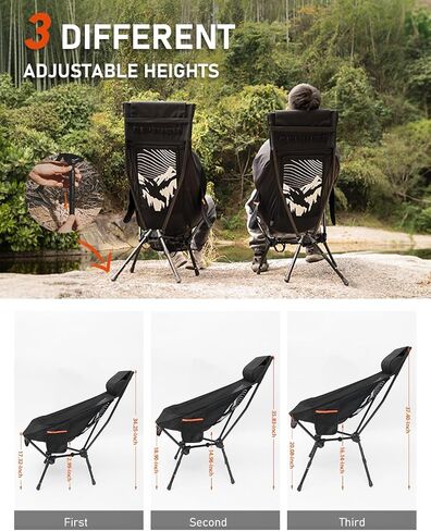 NOVSIGHT Camping Chairs - Folding Portable Camp Chair, High Back Camping Chair with Headrest, Outdoor Comfortable Camping Chair for Adults Hiking Backpacking in Saudi Arabia