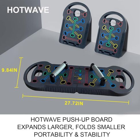 جهاز تمارين محمول من هوت ويف مع 16 ملحقًا للصالة الرياضية. 20 في 1 لوح رفع للياقة البدنية، وأشرطة مقاومة مع عجلة آب رولر، تمرين الجسم بالكامل في المنزل، في انتظار الحصول على براءة اختراع in Kuwait