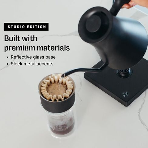 Fellow Stagg EKG Pro Gooseneck Electric Kettle for Pour-Over Coffee, Tea | Precise Temp Control, Brew Timer, Scheduling, Temp Hold, LCD Display, Walnut Handle, Matte Black, 0.9 Liter in Kuwait
