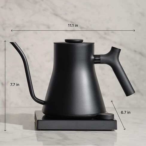 Fellow Stagg EKG Pro Gooseneck Electric Kettle for Pour-Over Coffee, Tea | Precise Temp Control, Brew Timer, Scheduling, Temp Hold, LCD Display, Walnut Handle, Matte Black, 0.9 Liter in Kuwait